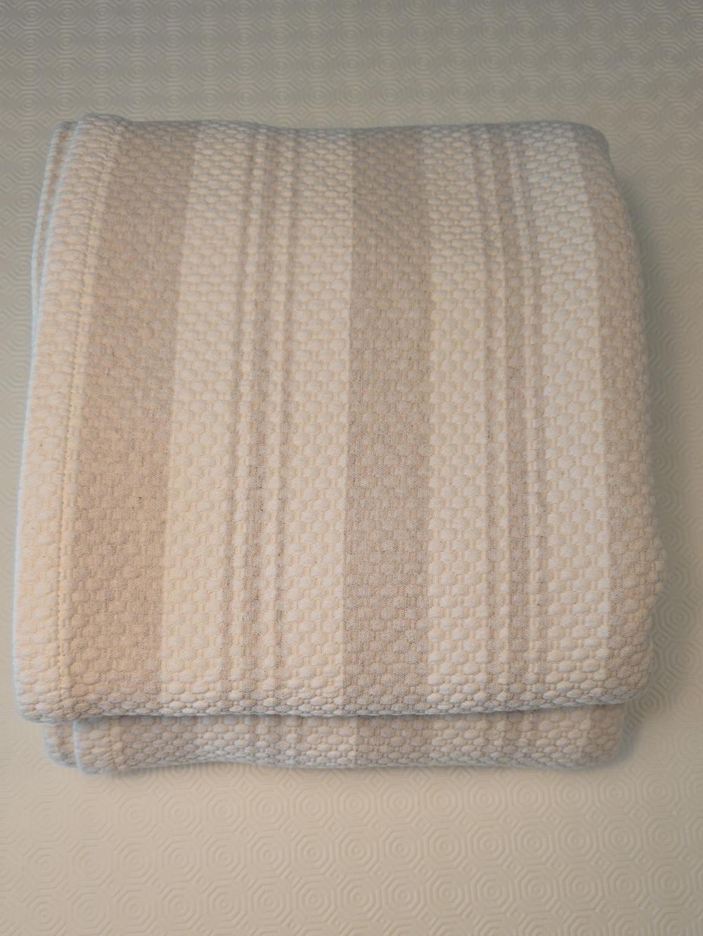 Linia Casa King Textured Striped  Blanket in Cream and Tan 104 X 92